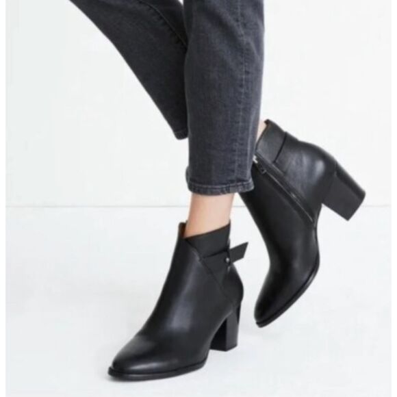 Madewell Shoes - Madewell Womens The Kelci Heeled Boot Ankle Booties Size 10 Black Leather